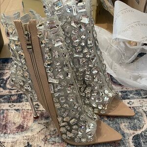 SHINE BRIGHT LIKE A DIAMOND!!! Azalea Wang Crystal Embellished Nude Heels